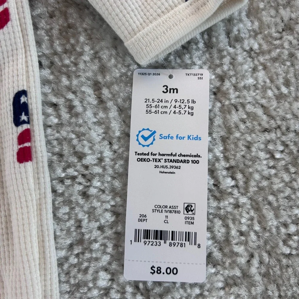 Carters Just One You 3M American Flag Thermal 2-Way Zip Footed Sleeper 1V187810